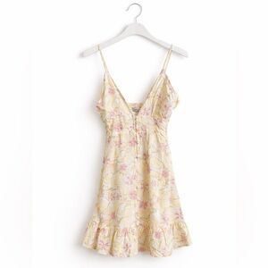 NWT MAAJI Dress Amarillo Mini Sz Large Lemons‎ Ruffle Floral Buttons Beach Ditzy